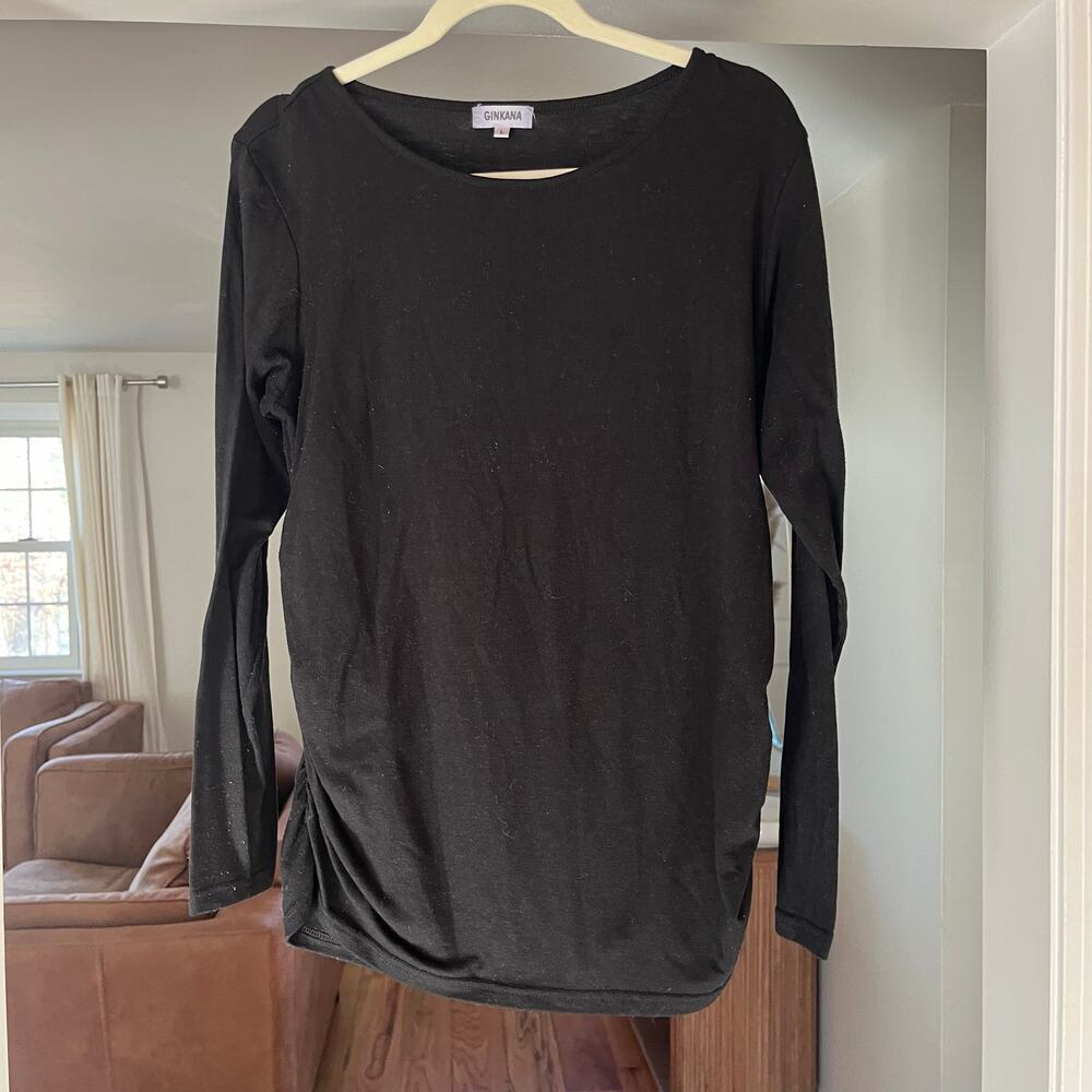 Maternity Long Sleeve Cinched Waist Shirt, Large